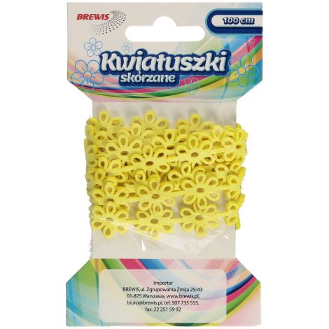 Łańcuszek kwiatki skórzane Brewis Żółte, 100cm